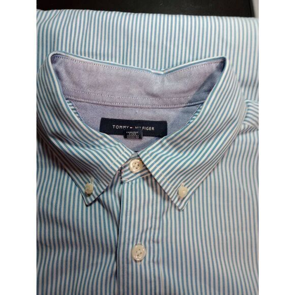 Tommy Hilfiger Shirt‎ Men's Medium Turquoise Button Front Long Sleeve - Picture 5 of 10